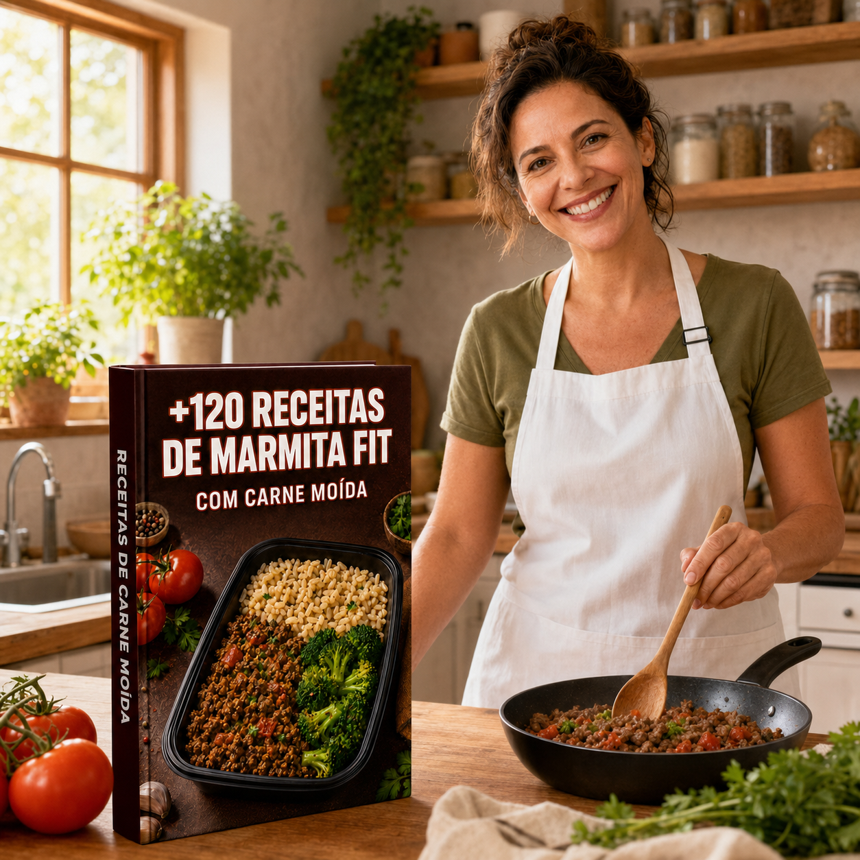 Capa do guia +120 Receitas de Marmita Fit com Carne Moída